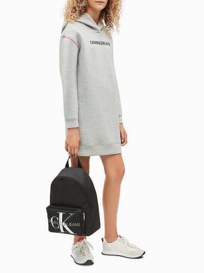 Calvin Klein Ruhák HU805851 | Calvin Klein Hooded Scuba Sweatshirt Lány Ruha Világos Szürke